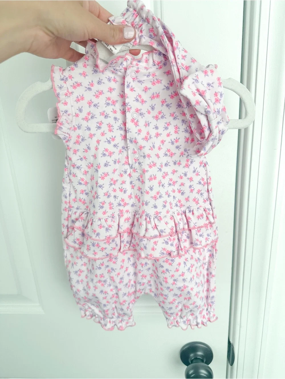 Kissy Kissy pink purple floral bubble and headband 0-3m NWT